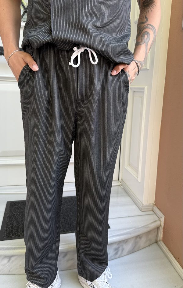 Siyah Çizgi Detay Premium Pijama