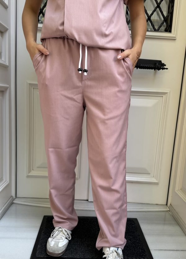 Pembe Çizgi Detay Premium Pijama
