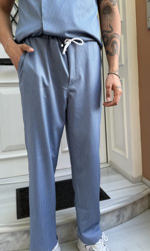 Mavi Çizgi Detay Premium Pijama