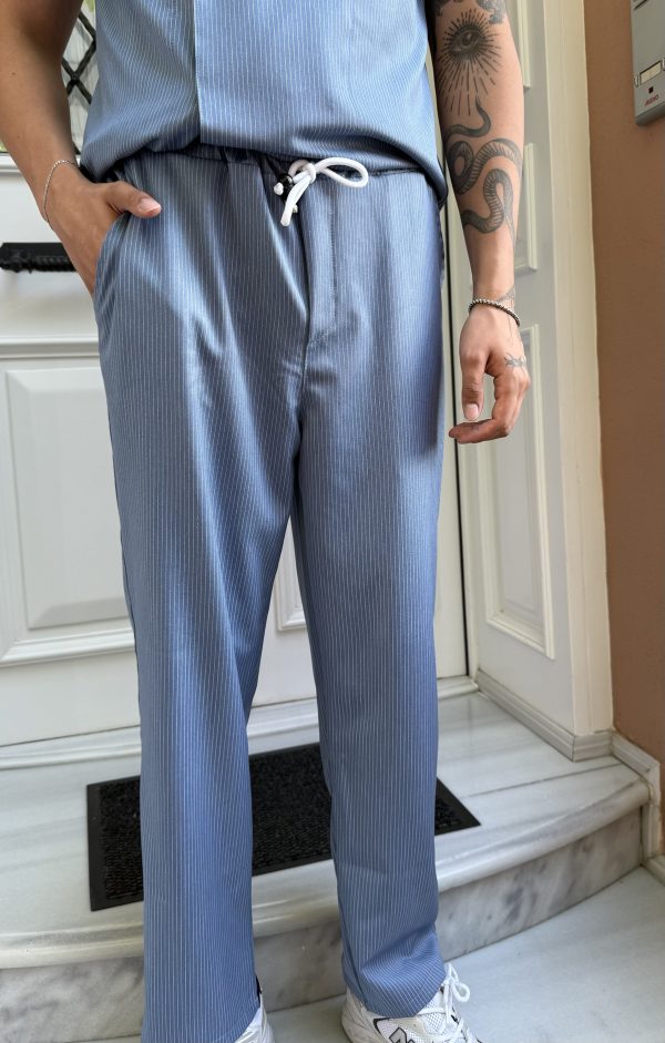 Mavi Çizgi Detay Premium Pijama