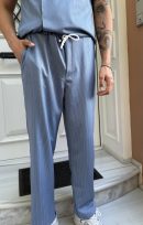 Mavi Çizgi Detay Premium Pijama