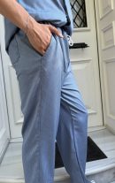 Mavi Çizgi Detay Premium Pijama