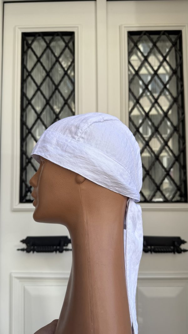 Beyaz Renk Breez İnce Kumaş Aşçı Bandana - Görsel 2