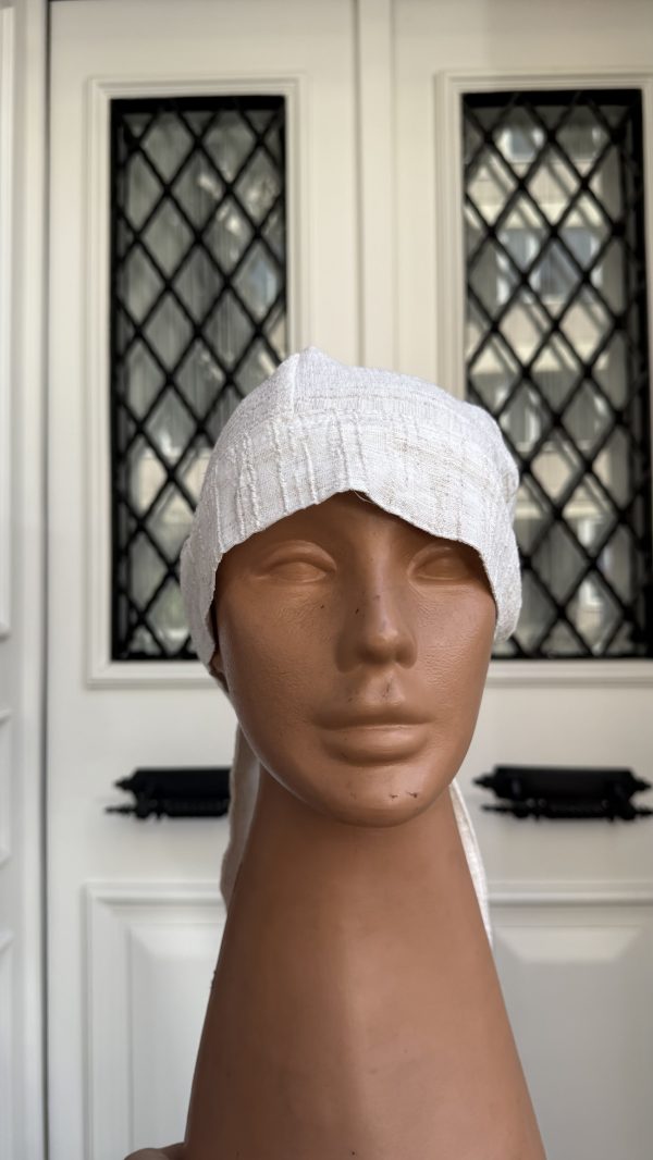 Bej Renk Gofre Kumaş Aşçı Bandana