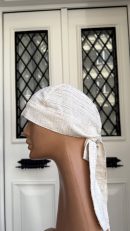Bej Renk Gofre Kumaş Aşçı Bandana