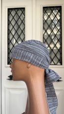 Mavi Renk Gofre Kumaş Aşçı Bandana