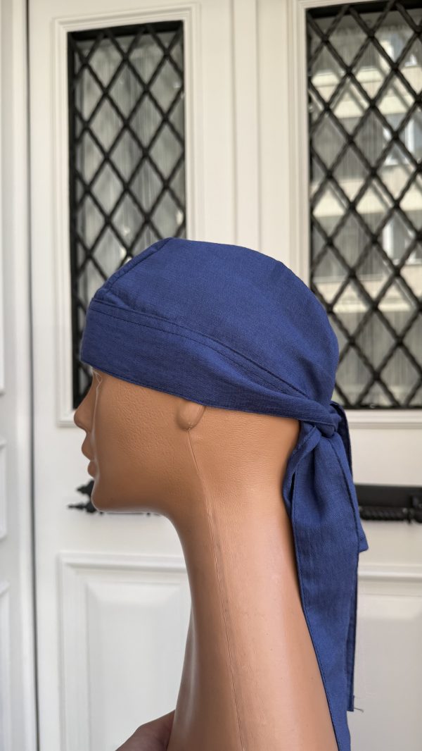 Saks Mavi Renk Breez İnce Kumaş Aşçı Bandana - Görsel 2
