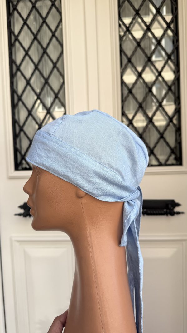 Buz Mavi Renk Breez İnce Kumaş Aşçı Bandana - Görsel 2