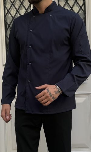 Classic Lacivert Renk Likralı Kumaş Şef Ceketi