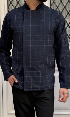 Lacivert Renk Ekose Premium Şef Ceketi